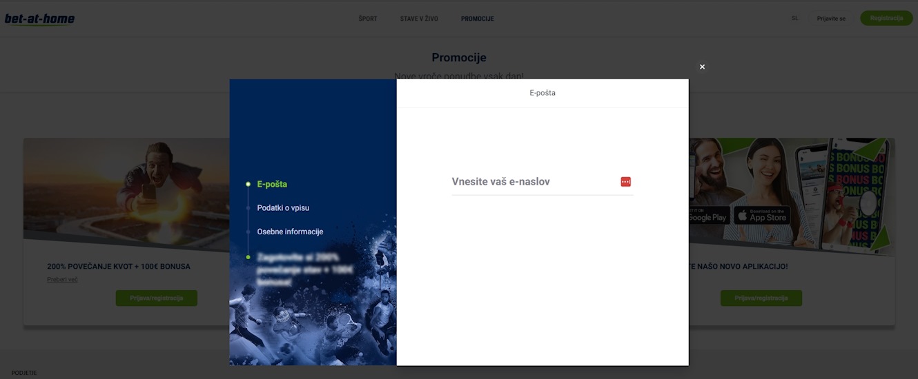 Bet at Home registracija