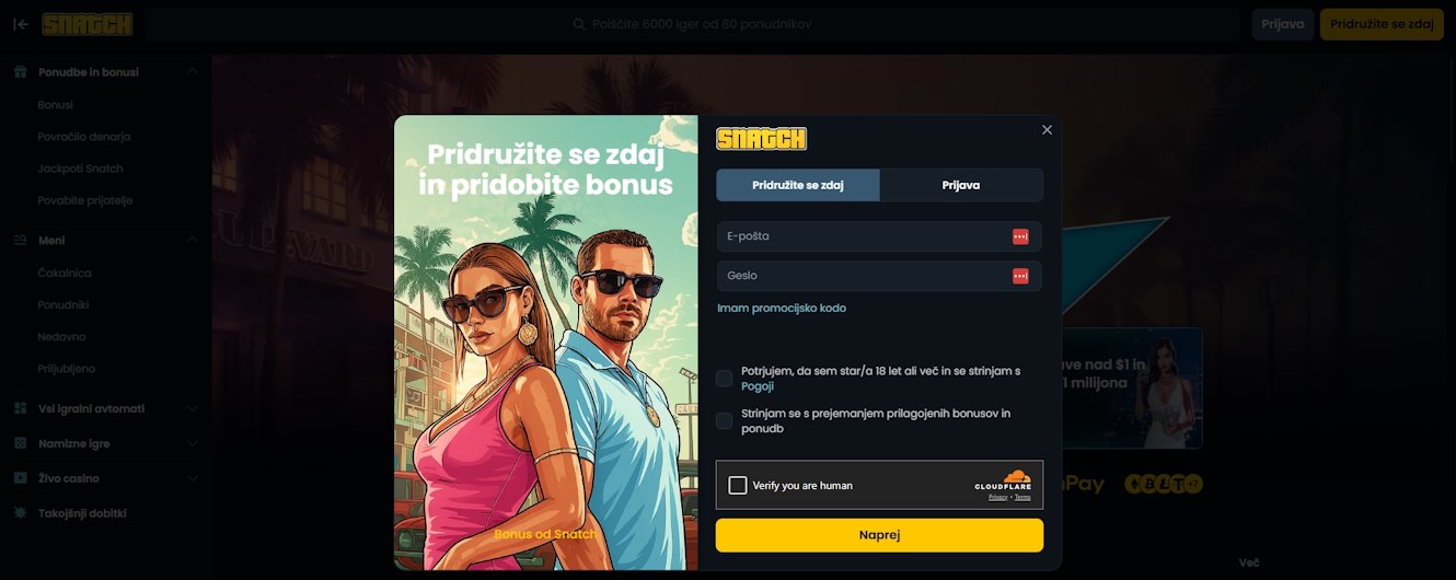 SnatchCasino Registracija